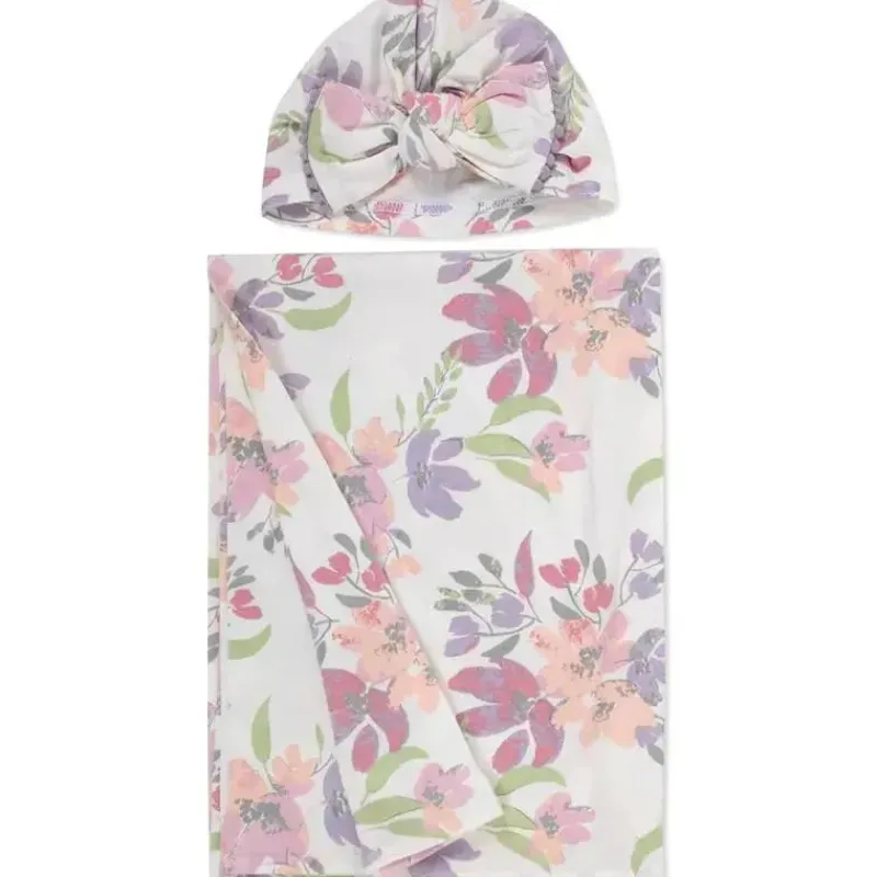 ad_sutton__cobertor_de_al_SKUG7vpJXcu_3.webp AD Sutton – Cobertor de algodão para bebê com faixa de cabeça ou conjunto de chapéu, flor lilás Hot