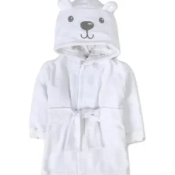 AD Sutton – Robe de pelúcia para bebê com rosto de animal de pelúcia, roupão de bebê de 0 a 9 meses com orelhas, urso branco New