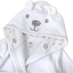 AD Sutton – Robe de pelúcia para bebê com rosto de animal de pelúcia, roupão de bebê de 0 a 9 meses com orelhas, urso branco New