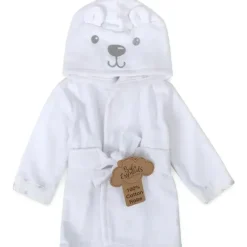 AD Sutton – Robe de pelúcia para bebê com rosto de animal de pelúcia, roupão de bebê de 0 a 9 meses com orelhas, urso branco New