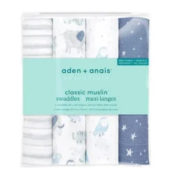 Aden + Anais - 4 Pk Swaddles Muslin, Time To Dream Hot