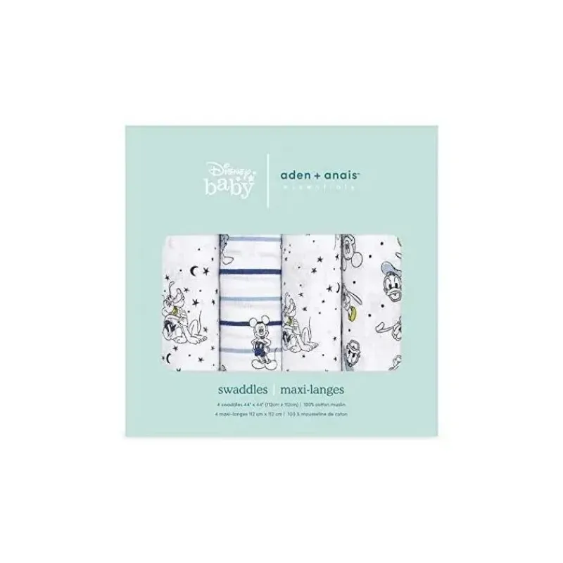 aden__anais___pk_swaddles_SKUPWDIV7TR_3.webp Aden + Anais - 4 Pk Swaddles Muslin, Mickey Stargazer Clearance