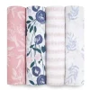 Aden + Anais - 4 Pk Swaddles de musselina, flores desabrochando Fashion