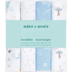 Aden + Anais - 4 Pk Swaddles Muslin, Space Explorers Best