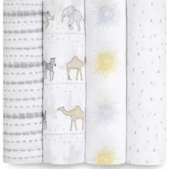 Aden + Anais - 4 Pk Swaddles Muslin, Sunshine Hot