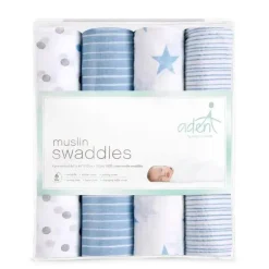 Aden + Anais - 4 Pk Swaddles Muslin, Dapper Clearance