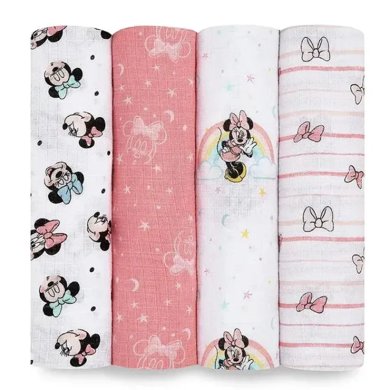 aden__anais__cobertor_swa_SKU6MZWKOgH_0.webp Aden + Anais - Cobertor Swaddle, Cobertores de Musselina, 4 unidades, Arco-íris da Minnie Mouse Discount