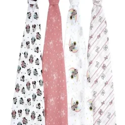 Aden + Anais - Cobertor Swaddle, Cobertores de Musselina, 4 unidades, Arco-íris da Minnie Mouse Discount