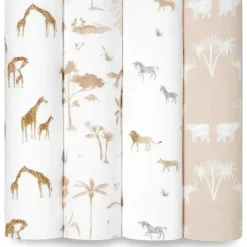 Aden + Anais - Cobertor Swaddle, 100% algodão orgânico, pacote com 4, Safari Dreams Sale