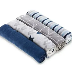 Aden + Anais - 4Pk Aden Musselina Swaddles Denim Wash Hot