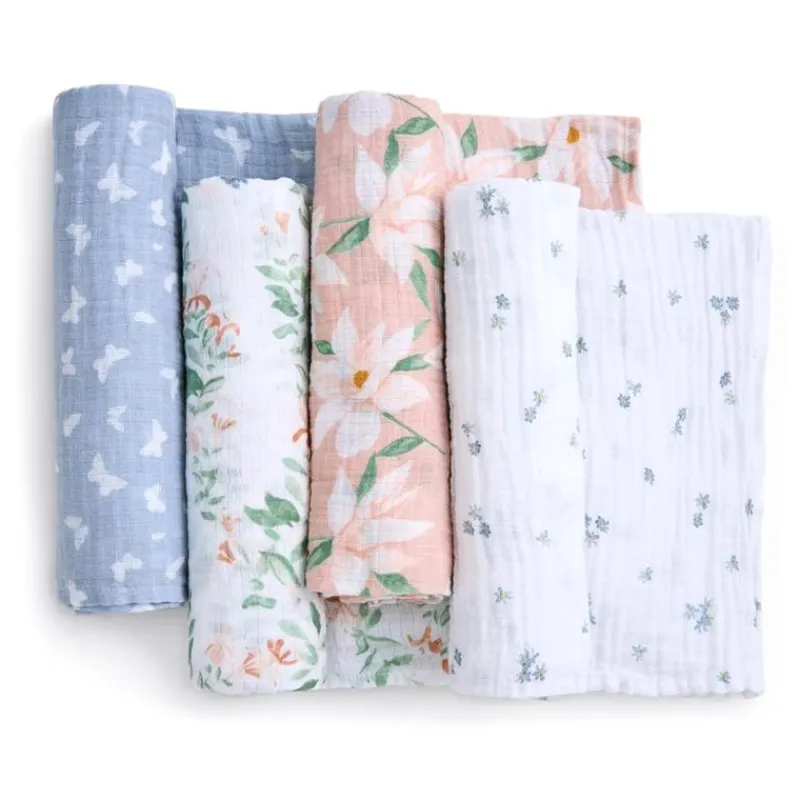 aden__anais__pk_essential_SKUcoBHO9RZ_2.webp Aden + Anais - 4Pk Essentials Cotton Muslin Swaddle, Butterfly Garden Hot