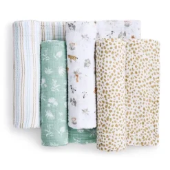Aden + Anais - 4Pk Essentials Cotton Muslin Swaddle, Giraffe Safari Outlet