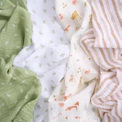 Aden + Anais - 4Pk Essentials Cotton Muslin Swaddle, Sage Woodland Discount