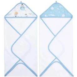 Aden + Anais Aden+Anais - Toalha de Banho com Capuz 2Pk para Bebês, Exploradores do Espaço Clearance