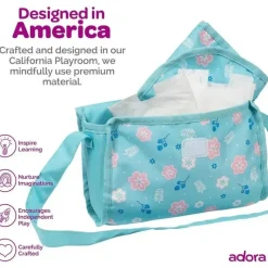 Adora - Bolsa de fraldas para boneca, inclui trocador e 2 fraldas de boneca, Blue Flower Power Discount