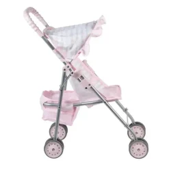 Adora - Carrinho de boneca com coração rosa pastel com sombra de guarda-chuva e acabamento com babados Online