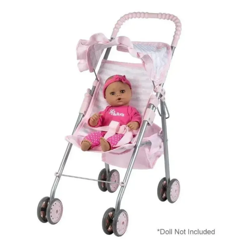 adora__carrinho_de_boneca_SKUsaPwR3i5_3.webp Adora - Carrinho de boneca com coração rosa pastel com sombra de guarda-chuva e acabamento com babados Online