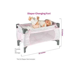 Adora Crib Pink Deluxe Pack N Play (conjunto de 7 peças) Fashion