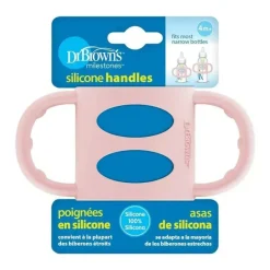 Dr. Brown's Alças estreitas para mamadeira 100% silicone da Dr. Brown, rosa claro Outlet