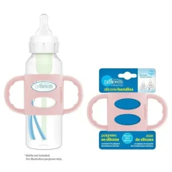Dr. Brown's Alças estreitas para mamadeira 100% silicone da Dr. Brown, rosa claro Outlet