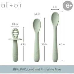 Ali + Oli - conjunto de colher multiestágio 3Pk para bebê, pinho Fashion