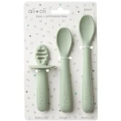 Ali + Oli - conjunto de colher multiestágio 3Pk para bebê, pinho Fashion