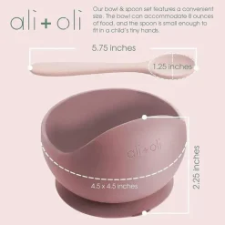 Ali + Oli - conjunto de tigela e colher de silicone, sálvia Hot