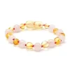Ali + Oli - Pulseira de âmbar e pedras preciosas, limão/rosa New