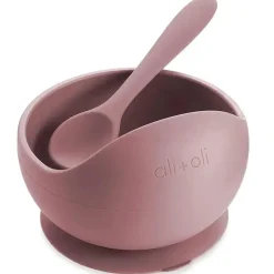 Ali + Oli Ali + tigela de sucção e colher de Oli (malva) Best