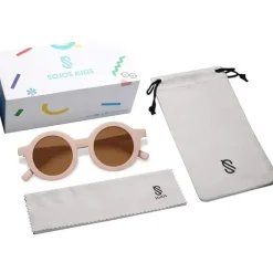 Ali + Oli Ali+Oli - Óculos de sol polarizados redondos fofos SOJOS, proteção UV400, creme rosa Fashion