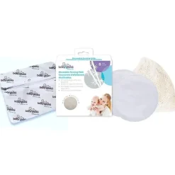 Baby Works Almofadas de amamentação reutilizáveis de bambu para bebês com bolsa molhada e bolsa de roupa suja - 8 ct Outlet