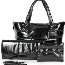 7AM Voyage - Bolsa de fraldas Capri à prova d'água com alças transversais, preta polar New