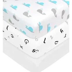 American Baby Company American Baby -100% Algodão Malha 5,7 Oz Valor Jersey Lençol de Berço Ajustado 15 X 33 X 4, Alfabeto Cinza Best