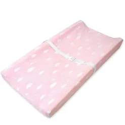 American Baby Company American Baby - Heavenly Soft Chenille Contoured Trocador Capa 17 X 35 X 5, Nuvens Rosa New