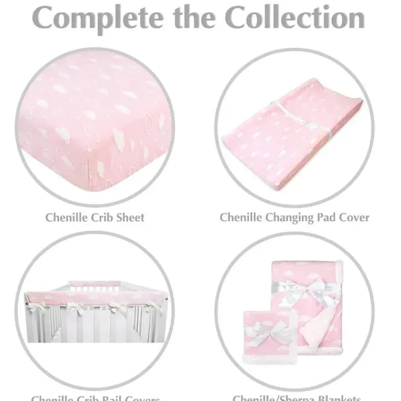 american_baby__heavenly_s_SKUnKPVZye0_4.webp American Baby Company American Baby - Heavenly Soft Chenille Contoured Trocador Capa 17 X 35 X 5, Nuvens Rosa New