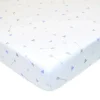 American Baby Company American Baby - Lençol de berço ajustado 28 x 52, lençol macio respirável 100% algodão, seta azul prateada Hot