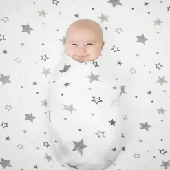 American Baby Company American Baby - Lençol de berço 100% algodão estampado, malha justa, Super Stars Best