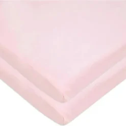 American Baby Company American Baby - Lençol de berço justo 15 x 33, malha jersey 100% algodão natural, rosa Best