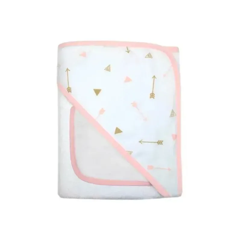 american_baby__toalha_org_SKUQL1H1KkO_1.webp American Baby Company American Baby - toalha orgânica com capuz e toalhinha, setas douradas/rosa Fashion