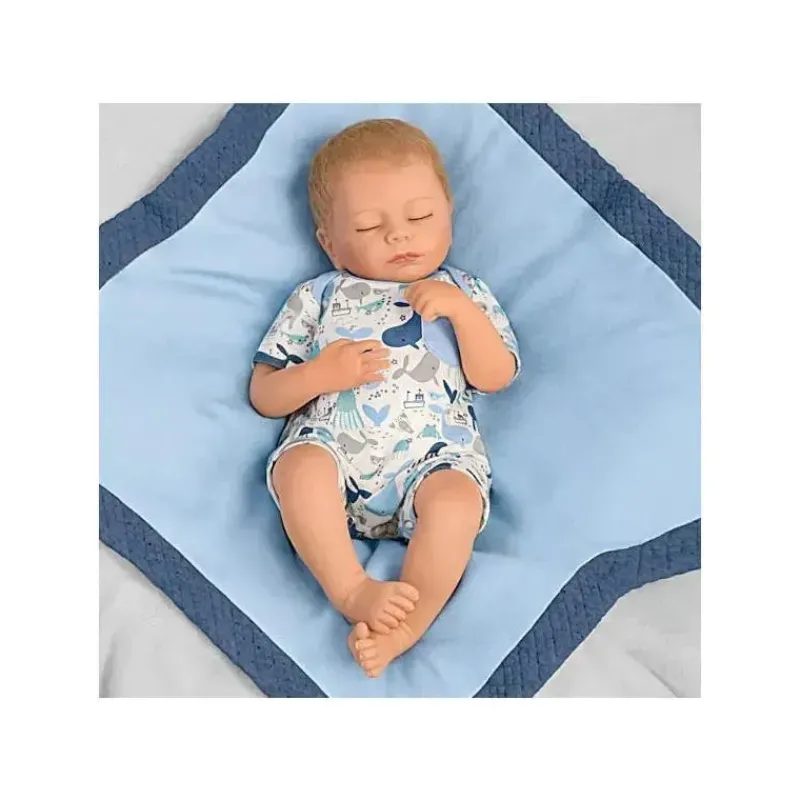 ashton_drake__boneca_baby_SKUY3FV3vTR_1.webp Ashton Drake - Boneca Baby Boy que Respira com Cobertor Acolchoado e Chupeta Fashion