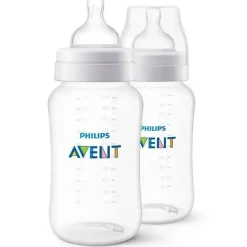 Philips Avent Avent - 2 biberões anti-cólicas, 11 onças, transparente Fashion