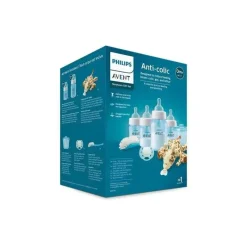 Philips Avent Avent - biberão anti-cólica com respiradouro sem ar conjunto para recém-nascidos com aconchego, azul Fashion