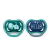 Philips Avent Avent - Chupeta Ultra Air 18M+, Opal Elephant / Blue Hello, Pacote com 2 Hot