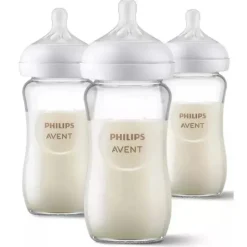 Philips Avent Avent - mamadeira de vidro natural de 3 unidades com bico de resposta natural, 8 onças Outlet