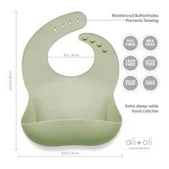 Ali + Oli Babador de bebê de silicone enrola e fica fechado (sálvia clara) Hot