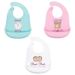 Baby Vision Babadores de silicone para bebês , rosquinhas de tamanho único (3PK) Best