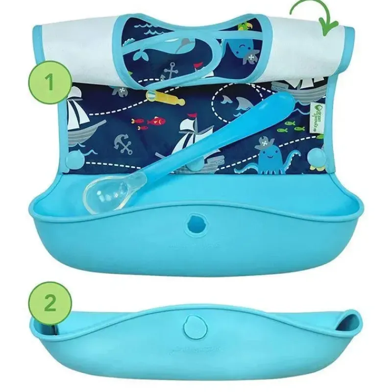 babete_de_manga_comprida__SKUXIfs2V1N_1.webp Iplay Babete de manga comprida com bicos verdes I-Play, Aqua Pirate, tamanho 6-18M Fashion