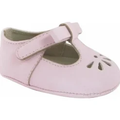 Baby Deer - Alça em T tipo couro macio para bebê com laço e perfuração, rosa Fashion