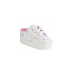 Baby Deer - Baby Twill Twill Metallic Star, White Outlet