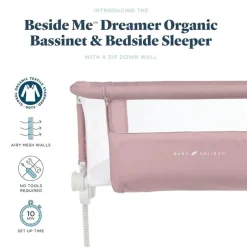 Baby Delight - Berço Beside Me Dreamer, ajuste de altura em 6 posições, rosa orgânica Clearance